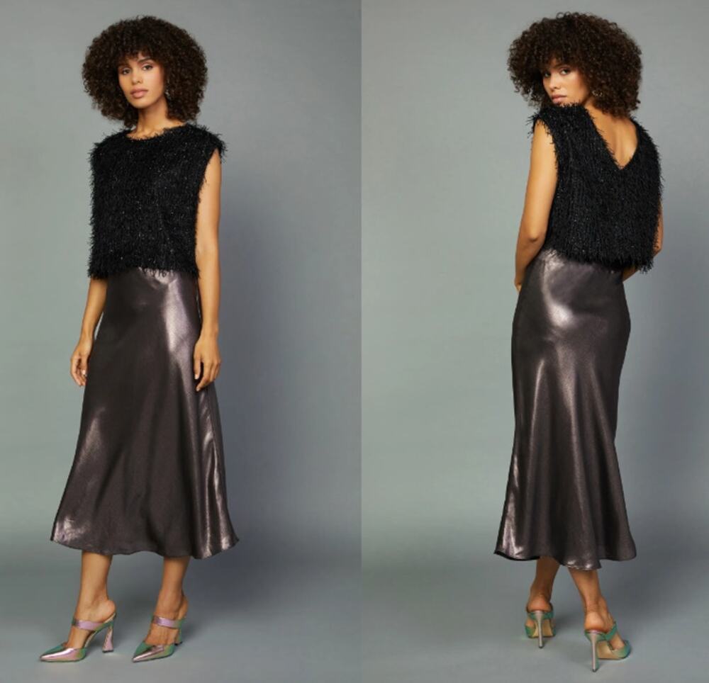 Anthropologie x Current Air Textured Sparkle Shimmer Top Black Size XL NWT